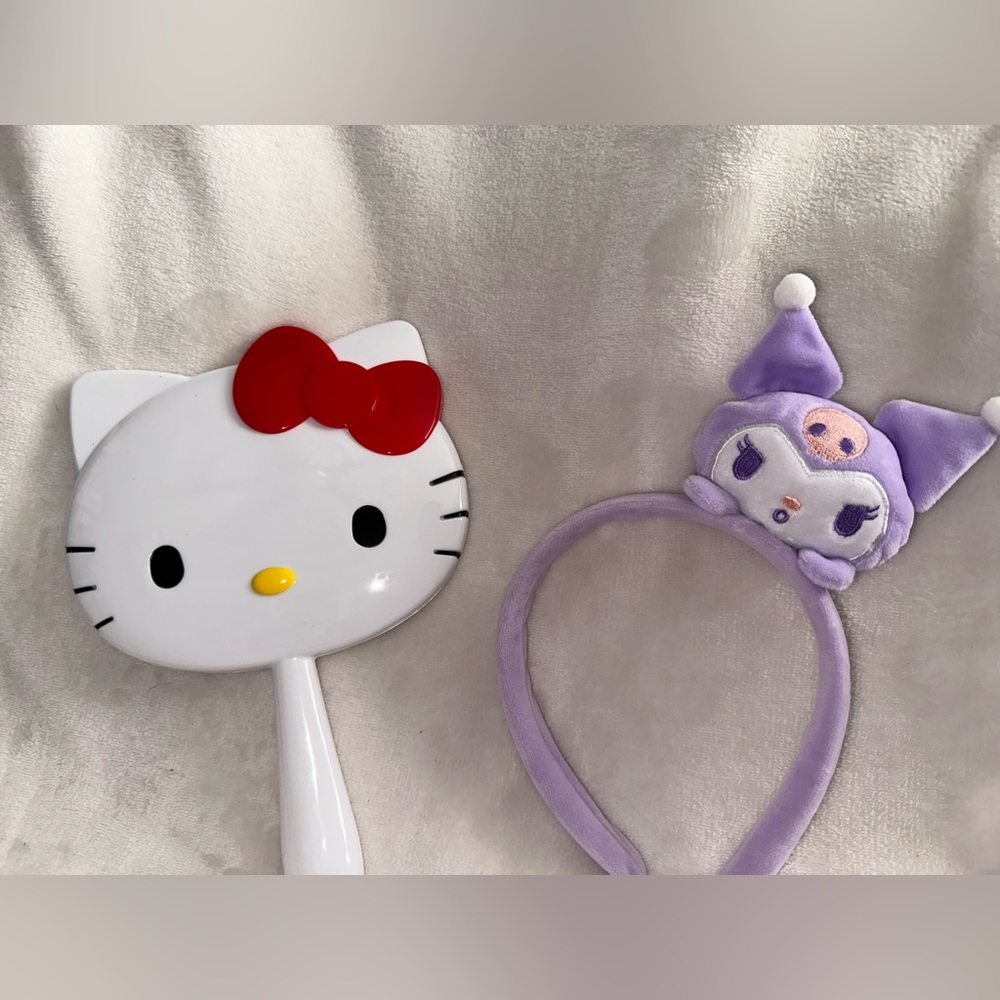 HELLO KITTY & FRIENDS BUNDLE- Hello Kitty HandMirror & Kuromi Headband